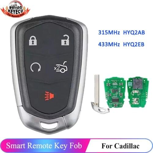 KEYECU Replacement Keyless Entry Smart Remote Key Fob 433MHz 5 Button for Cadillac XT5 2017 HYQ2EB