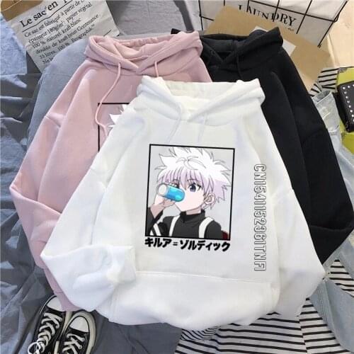 Killua Zoldyck Hunter X Hunter Hoodie Kawaii Comic Top Japanese Anime Sweet Sweatshirt Harajuku Loose Punk Womens Hoodie