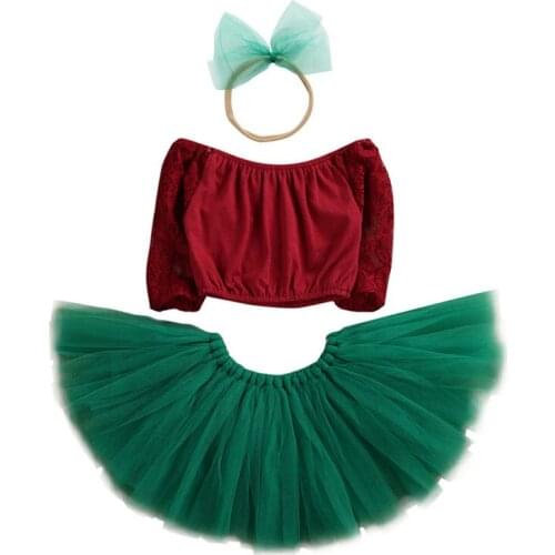 Princess Toddler Baby Girls Kids Clothes Set Party Outfit Lace Off Shoulder Top Tutu Skirt Mesh Headband 3pcs Infant Girls Set
