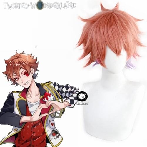 Twisted-Wonderland Ace Trappola Orange Purple Short Cosplay Heat Resistant Synthetic Hair Carnival Halloween + Free Wig Cap