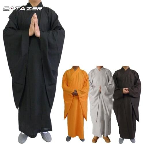 High Quality Buddhist Robe Shaolin Monk Dress Kung Fu Uniform Training Meditation Suit Mens Womens Costumes