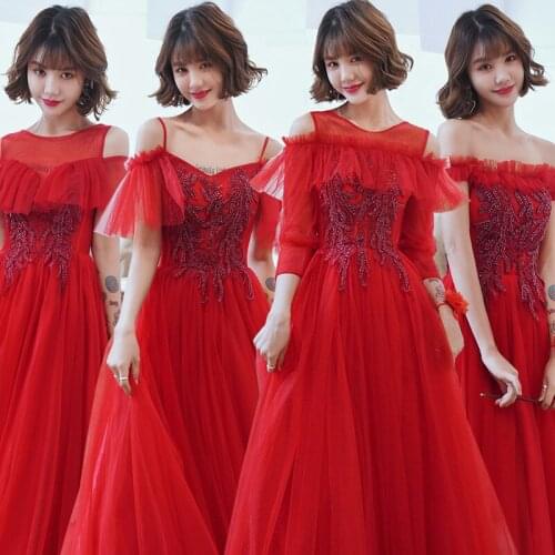 Bridesmaids Dresses Illusion A-Line Short V-Neck Sequined Embroidery Lace Tulle Off The Shoulder Women Wedding Party Gown E437