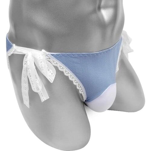 Lace Mens Briefs Underwear With Bulge Penis Pouch Sexy Sissy Panties Shorts Erotic Lingerie High Cutting Male Bikini Underpants