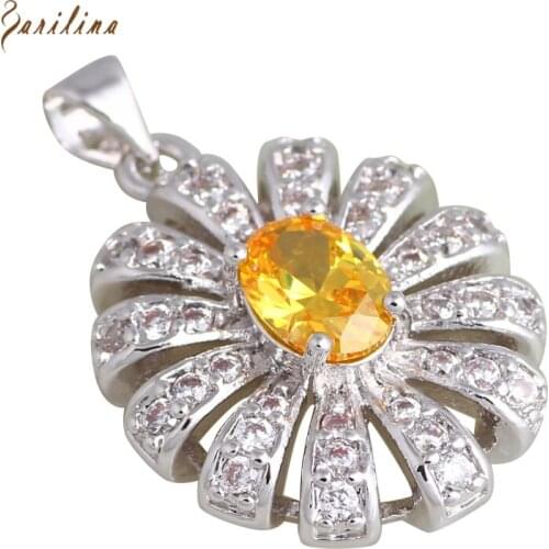 Pendants Silver Color Jewelry Yellow Cubic Zirconia Necklaces Pendants Fashion Jewelry For Womens P278