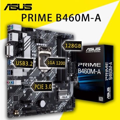 Asus PRIME B460M-A Motherboard LGA 1200 Support 10th-Gen Intel CPU i5 10400F DDR4 128GB M.2 SSD Overlocking Intel B460 Placa-mãe