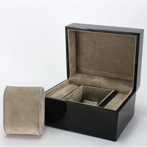 Black wood paint jewelry watches middel cases boxes velvet pillow custom logo mini order 100pcs gloabl send support wholesales