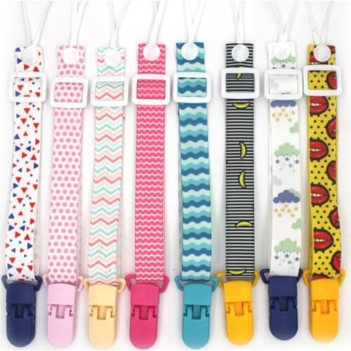 Cartoon Fixed Button Baby Pacifier Clip Chain Ribbon Dummy Soother Holder Chain Anti-drop Buckle Strap