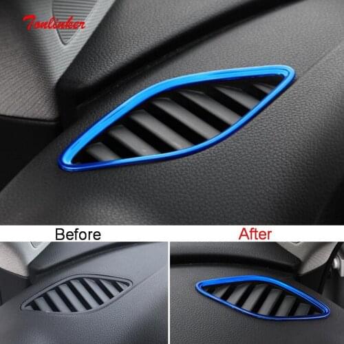 Tonlinker Interior Dashboard small Outlet Cover stickers For AUDI A3 2014 -17 Car Styling 2 PCS Stainless Steel Cover stickers