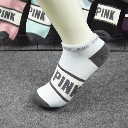 Socks Pink Women Motion Harajuku Colorful Funny Socks pink letter football Creative Letters Sock Streetwear Ankle Socks Running