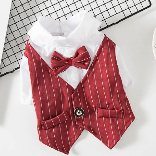 Gentleman Dog Clothes Bowtie Tuxedo Pet Outfit Wedding Suit Formal Shirt For Small Medium Dogs Christmas Costume Cats Clothing
