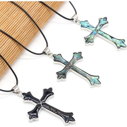 Natural Shell Pendant Necklce Fashion Crosse Shape Shell Pendant Necklace for Women Jewerly Accessory 47x67mm Length 55+5cm