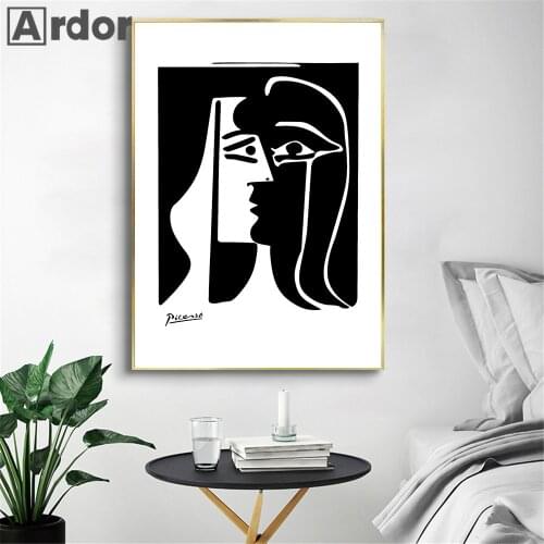 Pablo Picasso Kiss Poster Abstract Woman Face Canvas Print Black And White Wall Art Painting Modular Picture Living Room Decor