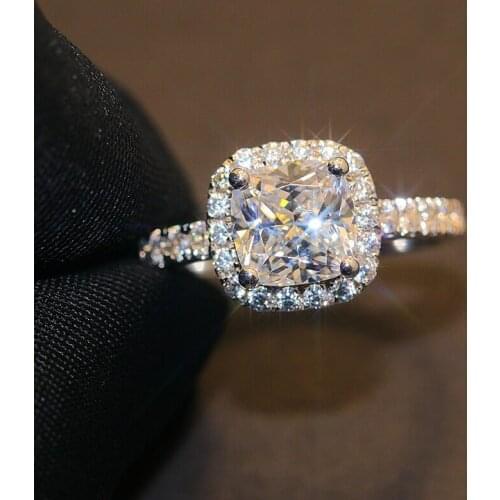 Stunning ring 925 Sterling silver cushion cut 3ct AAAAA Cz stone Engagement Wedding Band Rings for women Bridal Party Jewelry