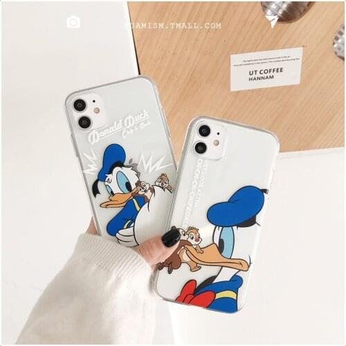 Disney iPhone Case Donald Duck Transparent Soft Case for iPhone 12 11 Pro Max XR XS Max 7 8 Plus X SE Full Body Phone Cover
