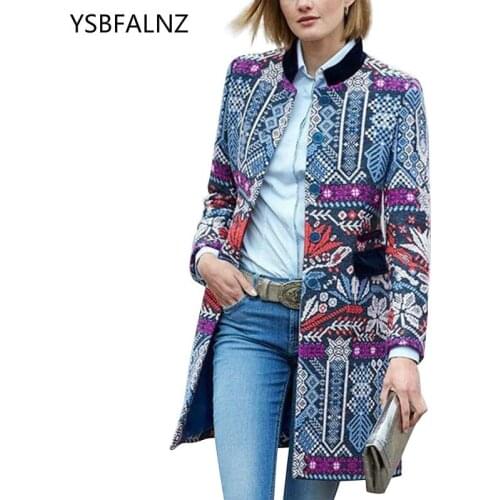 2020 Casual Single Breasted Winter Fashion Wool Coats Print Long Wool Blend Jackets Wide-waisted Fashion Coat New Mujer Chaqueta