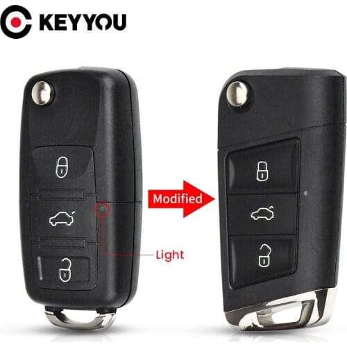 KEYYOU Modified 3Button Folding Car Remote Key Flip Key Shell Case For Volkswagen Vw Jetta Golf Passat Beetle Skoda Seat Polo B5