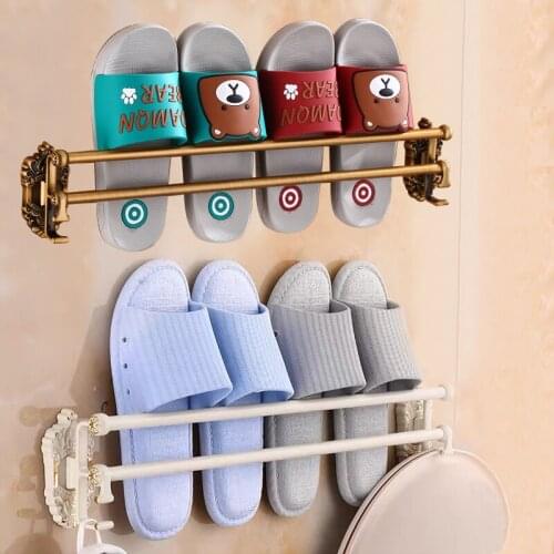 Bathroom Slipper Rack Antique Shoe Rack Storage Shelf Organizers Washbasin stand Shelves Black Multifunction Wall Mounted