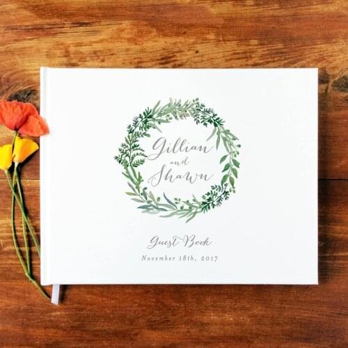 Wedding Guest Book Landscape,Wedding Guestbook, Custom Guest Book, Personalized Guest Book, Wedding Guestbooks,Botanical Book