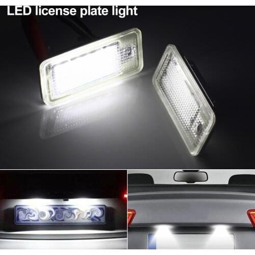 2Pcs No Error LED License Plate Light For Audi A3 8P A4 B6 B7 A5 A6 4F Q7 SET Canbus License Number Plate Lights Car Lamp 2021
