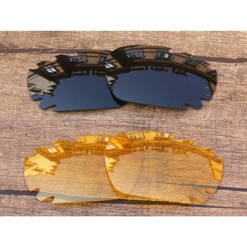 Vonxyz 2 Pairs Stealth Black & Yellow Polarized Replacement Lenses for-Oakley Jawbone Vented Frame