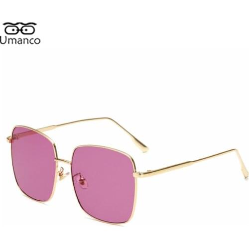 2021 Trendy Square Sunglasses for Women With Gold Metal Frame AC Lens Eyeglasses Brand Designer Travel Beach Street Shades UV400