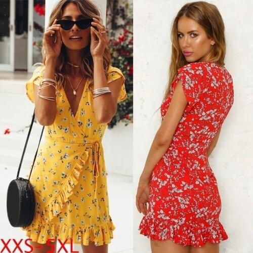2021 Temperament Commuter Fashion Floral Skirt Womens Hot Sale Spring and Summer New Style Lace V Neck Printed Dress Women