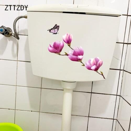 ZTTZDY 28.3CM×10.6CM Magnolia Branch Fashion Bathroom Toilet Decoration Home Wall Stickers Mural T2-1018