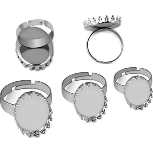 10pcs/lot Stainless Steel Ring Oval Base Blank Cabochon Bezel Fit 13 * 18mm 18 * 25mm Jewelry Making Accessories Wholesale