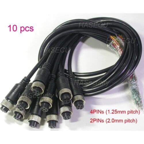 10pcs) Female M12 plug 6PIN cable 4PINs (1.25mm pitch) + 2PINs (2.0mm pitch) for CCTV camera module PCB board about 50cm length