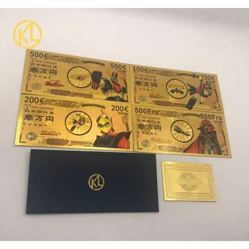 4pcs/set UFO Robot Grendizer Goldorak albator Japanese Anime Gold Banknote for Fans Collection Home Decoration Gift
