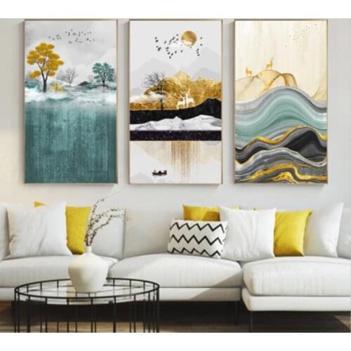 Abstract Canvas Painting Landscape Wall Art Golden Poster Print Wall Picture for Living Room Bedroom Decor Scandinavian Posters