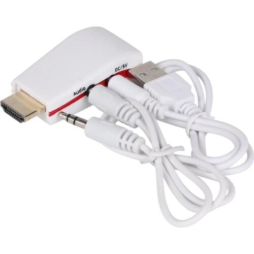 USB Adapter HUB Port Expander 1080P HDMI Male to VGA Female Video Converter Adapter USB Power Audio Box Cable PC HDTV Projector