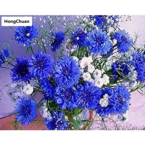 Diamond embroidery, blue flower 5D, diamond painting, cross stitch, 3D square, diamond mosaic, home decoration, Christmas