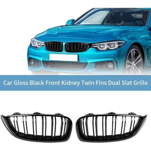 Car Gloss Black Front Kidney Twin FIns Dual Slat Grille For-BMW 4 Series F32 F33 F36 F80 F82 F83 2015-2019