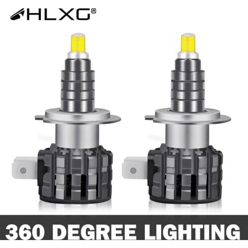 HLXG 360 no dark spot H4 led far car Light 360 h7 led headlight H11 H8 H9 9005 9006 HB3 HB4 lamp 12V 6000K 20000LM auto bulbs
