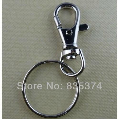 Free shipping (50 pieces/lot) Rhodium Plated Alloy Key Lobster Clasps Key Ring Charm Jewelry Design Jewelry Finding