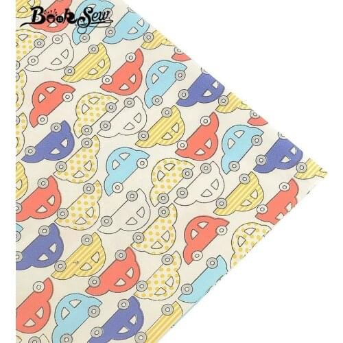 Booksew 100% Cotton Fabric Car Pattern Fat Quarters DIY Quilting Bedsheet For Children Sewing Cloth Patchwork Tissu Home Textile