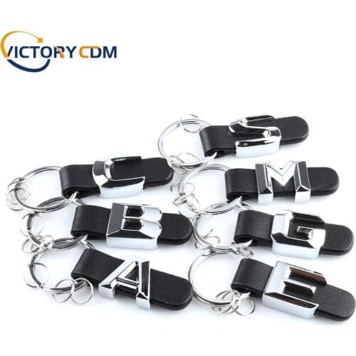 3D Metal Letter Leather Strap keychain For Mercedes Benz A B C D E G S Class Car Keychain leather Key Rings