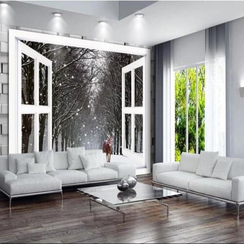 Decorative wallpaper series 3D snow scenery outside the window background wall wallpaper