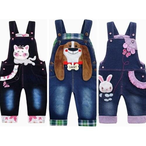 0-4T Kids Clothing Baby Girl Overalls Infant Cotton Boys Jeans Rabbit Rompers Bebes Cartoon Clothes Toddler denim Pants jumpsuit