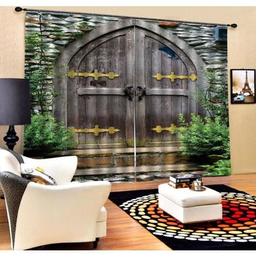 Europe curtains 3D Curtain Luxury Blackout Window Curtain Living Room woods door curtains