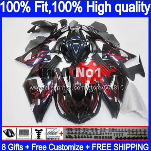 Injection For KAWASAKI ZX-14R ZX14R 12 13 14 15 16 17 Red flames 87MC.112 ZZR1400 ZX 14R 2012 2013 2014 2015 2016 2017 Fairing
