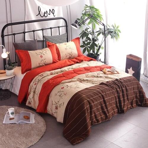 Red Coffee Classic Bedding Set Striped Duvet Cover Grey Bed Linen Set Geometric Twin Queen King Size No Sheet