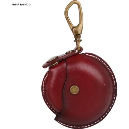Leather Coin Purse Men Women Vintage Round Creative Storage Money Bag Case Keychain Wallet