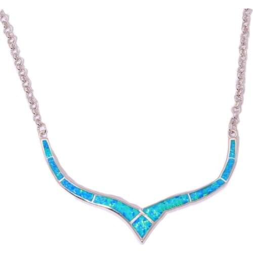 Hot Selling New Stylish Large Retro Figure Blue Opal Pendant Necklace Women Wedding Engagement Christmas Party Jewelry Gifts