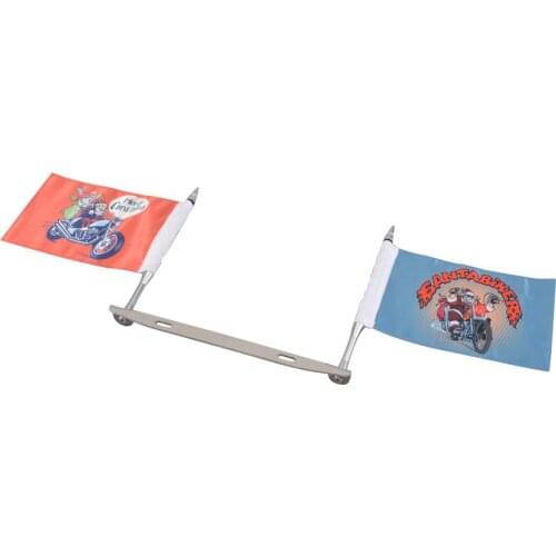 Motocycle Plate Frame Double Pole Flag Holder Universal fits for Honda Yamaha Harley Kawasaki Suzuki