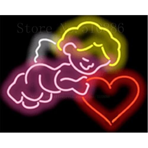19*15" Cupid NEON SIGN REAL GLASS BEER BAR PUB LIGHT SIGNS store display Restaurant Shop business occasional Advertising Lights