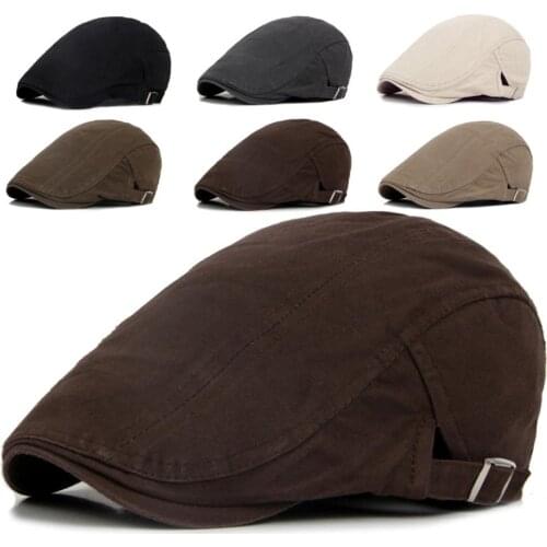 2020 New Men Hats Berets British Western Style Ivy Cap Classic Woman Vintage Cotton And Linen Beret Solid Color Duckbill Hat