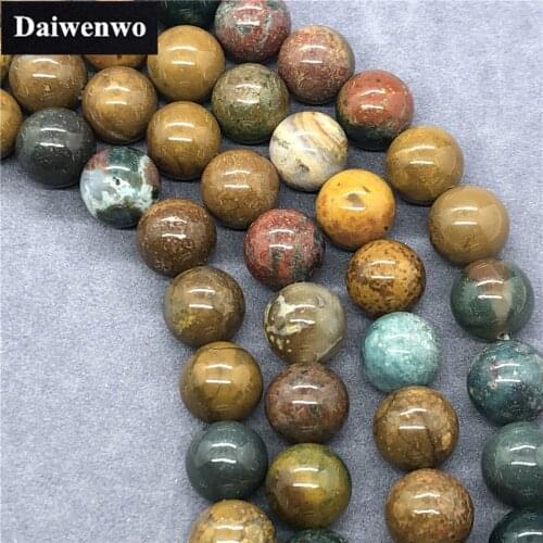 Ocean Agate Chalcedony Beads Stone Round 4-12mm Gem Loose Spacer DIY Bracelet