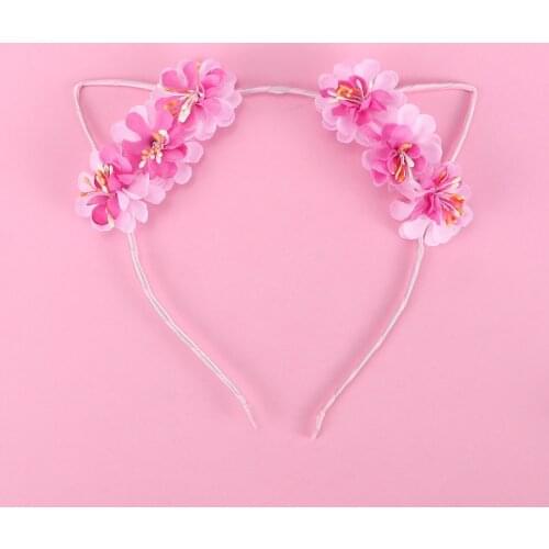 Sweet Cute Hairbands Small Beads Flower Cat Ears Head Wreath Headband Children Adult Party Holiday Performance Hair Accessories